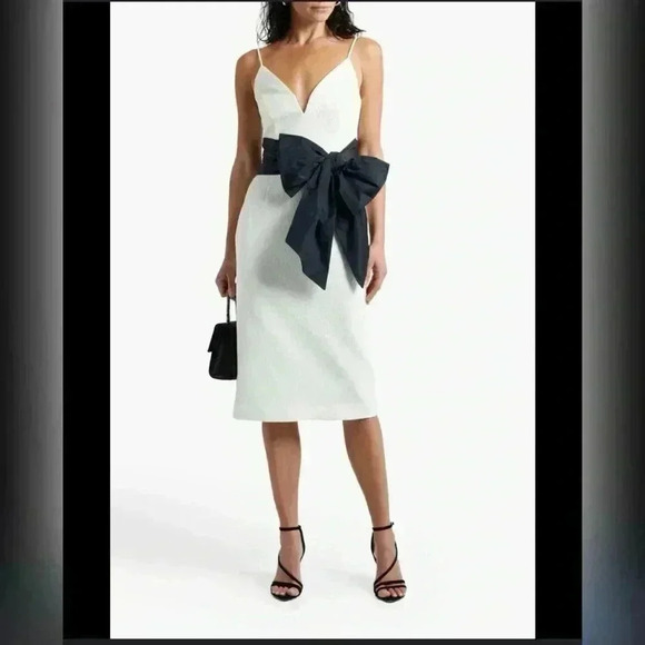 Rebecca Vallance Monique Contrast Bow Crepe Bridal Wedding Formal Dress Size 4 - Picture 7 of 7